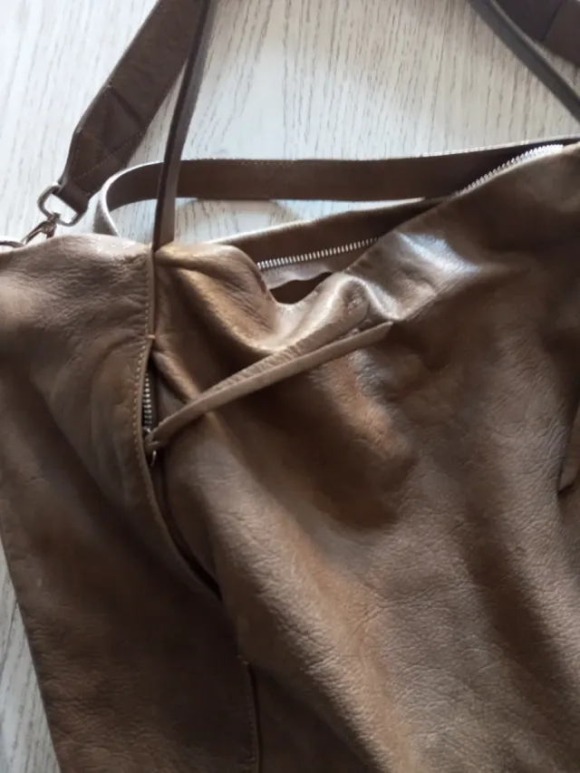 Bolso tote piel auténtica marrón