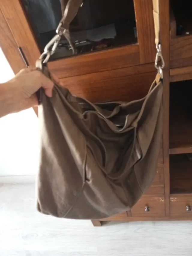 Bolso tote piel auténtica marrón