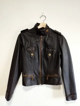 Chaqueta Zara Piel Mujer Marrón