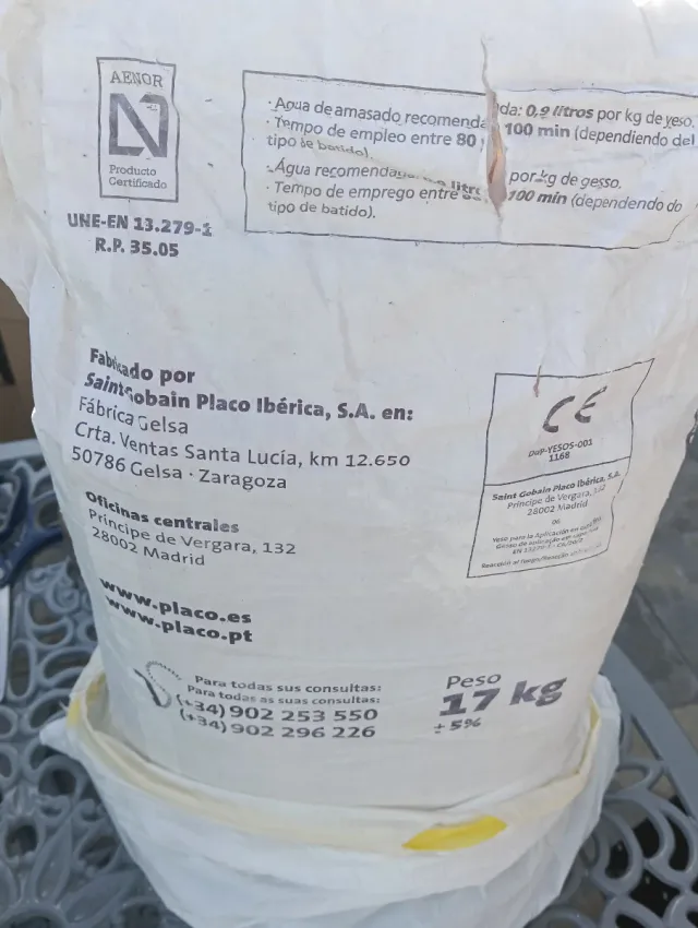 Saco Mecafino Plus Yeso Regalo cerrado y conserv