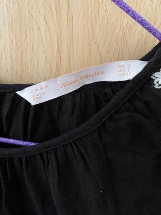 Blusa Zara Trafaluc bordada negra mujer talla S