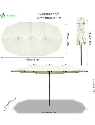 Sombrilla Rectangular VOUNOT Beige y Negro