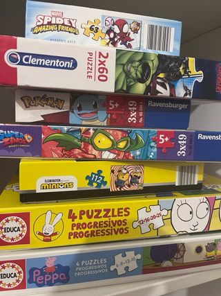 Lote 13 Cajas Puzzles Disney, Marvel, Pokemon