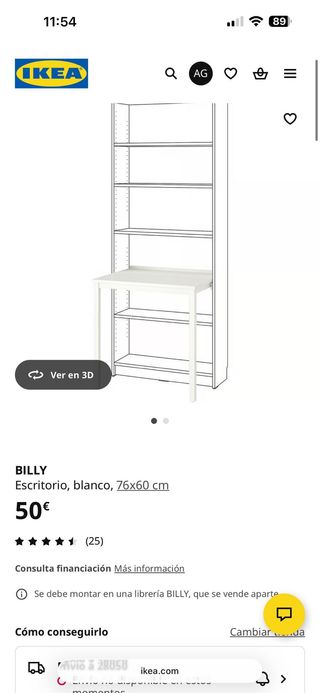 Scrivania Bianca BILLY 76x60 cm IKEA