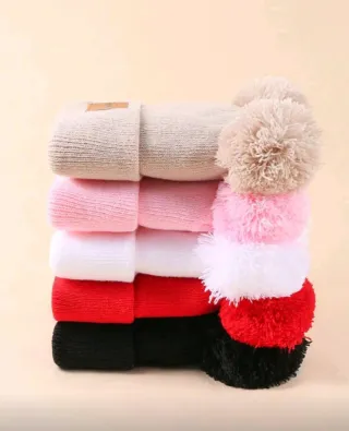 Gorro lana bebe pompón mini