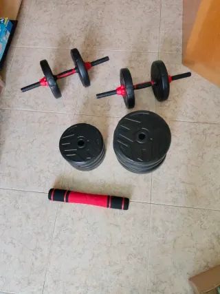 Mancuernas y barra musculación
