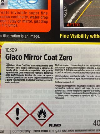 Glaco Repelente Retrovisores y Cámara