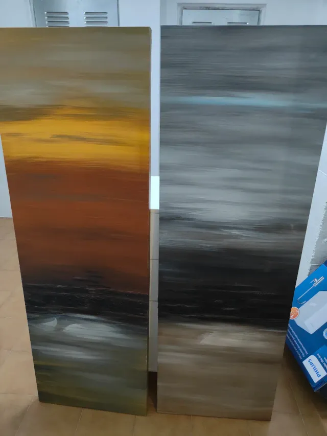 Juego de 2 cuadros abstractos 150x45cm