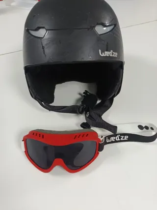 Mono de skid niño casco y gafas