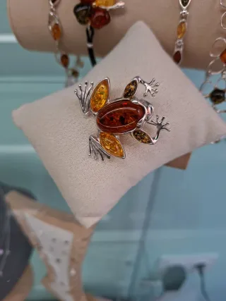 Broche Plata 925 Rana Ámbar