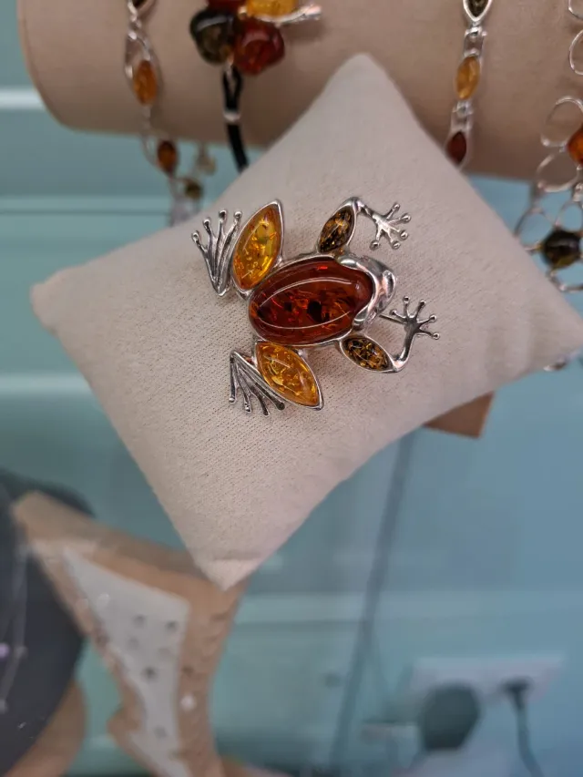 Broche Plata 925 Rana Ámbar