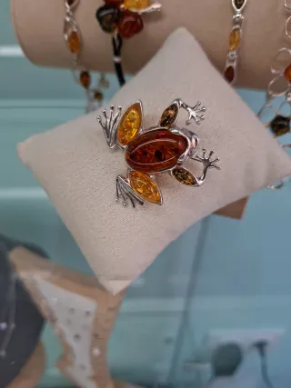 Broche Plata 925 Rana Ámbar