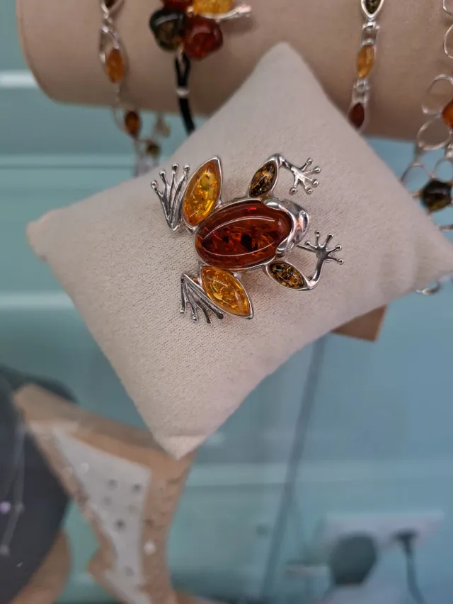 Broche Plata 925 Rana Ámbar