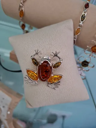 Broche Plata 925 Rana Ámbar