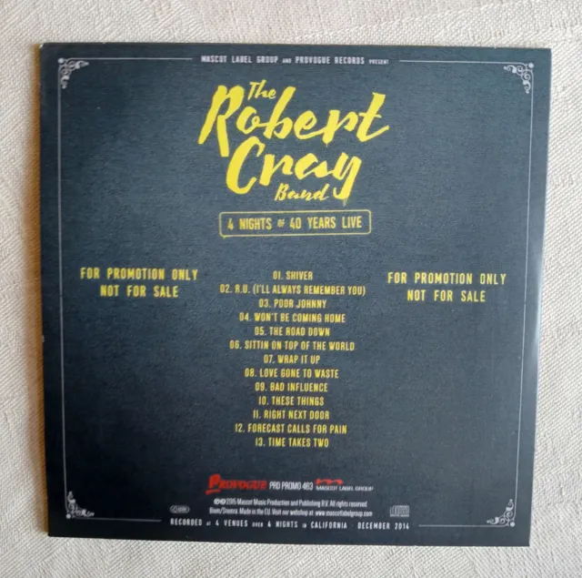 CD Promo Robert Cray 4 Nights of 40 Years Live
