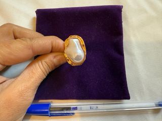 Anillo perla grande dorado