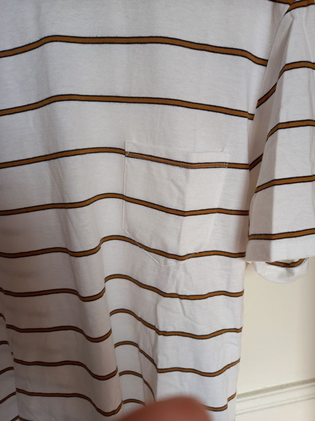 Camiseta Cortefiel Rayas Blanca y marrón Hombre