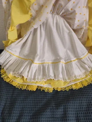 Vestido Flamenca Niña Blanco y Amarillo