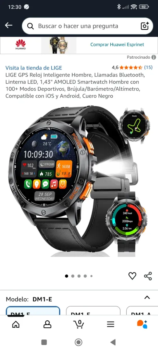 Reloj Inteligente Hombre Negro/Naranja