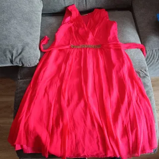 Vestido fiesta rojo de seda y forro de acetato