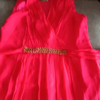 Vestido fiesta rojo de seda y forro de acetato