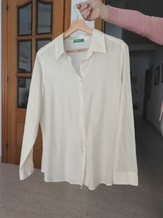 Camisa Benetton Algodón Fina Beige