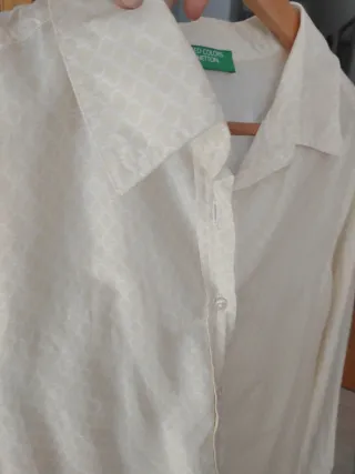 Camisa Benetton Algodón Fina Beige