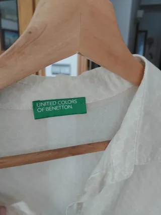 Camisa Benetton Algodón Fina Beige