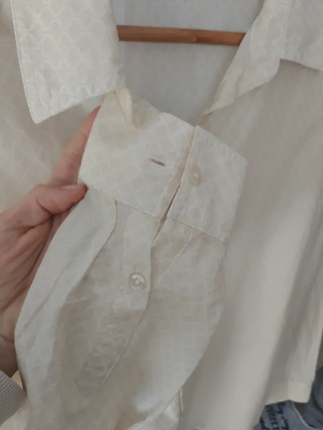 Camisa Benetton Algodón Fina Beige