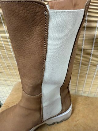 Botas Popa Piel Camel Elástico Beige