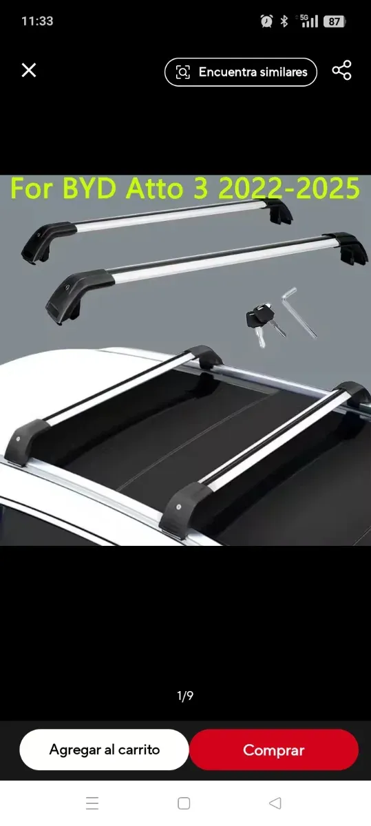 Baca coche. Barras portaequipaje techo coche.