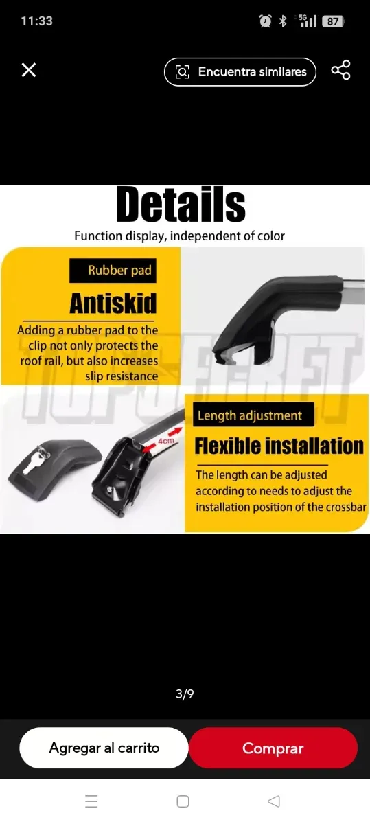 Baca coche. Barras portaequipaje techo coche.