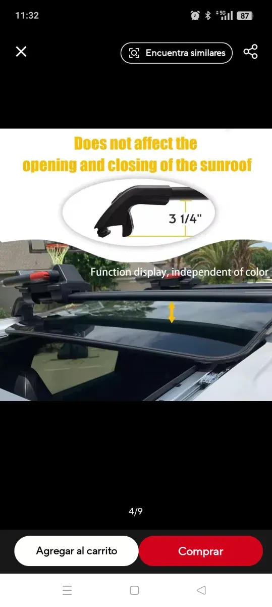 Baca coche. Barras portaequipaje techo coche.