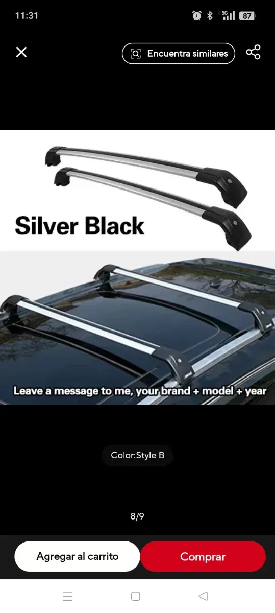 Baca coche. Barras portaequipaje techo coche.