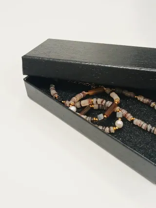 Colar pedras semipreciosas Ametista pérola