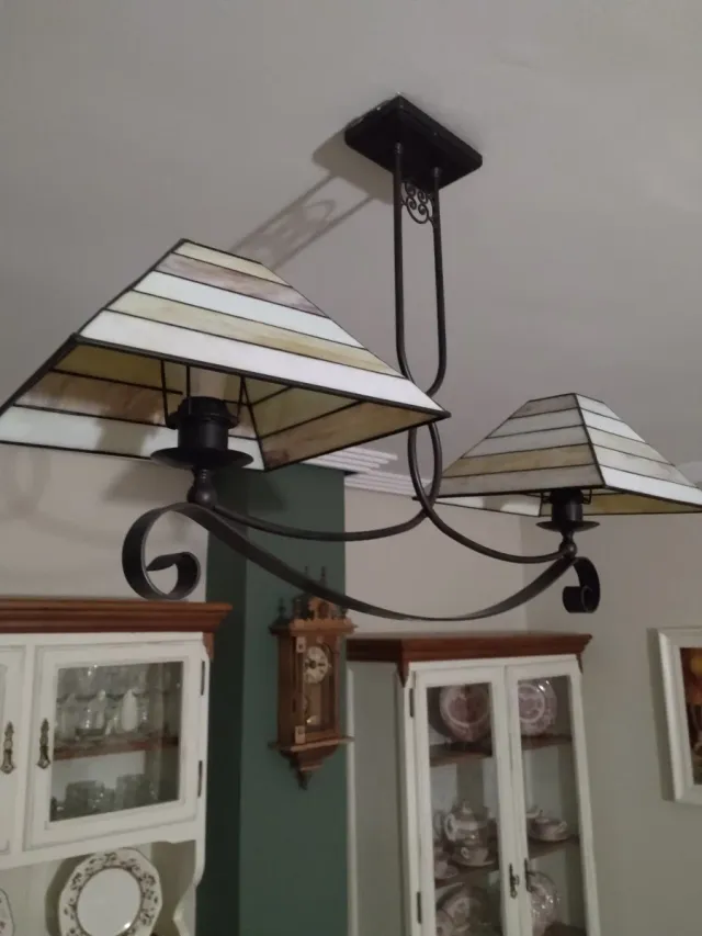 Lámpara de techo rústica cristal y metal