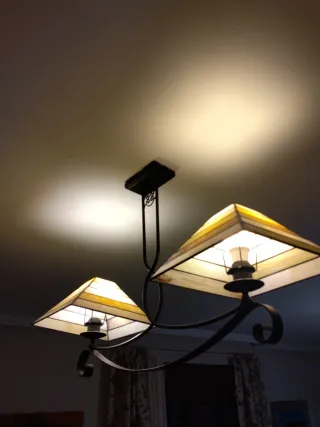 Lámpara de techo rústica cristal y metal