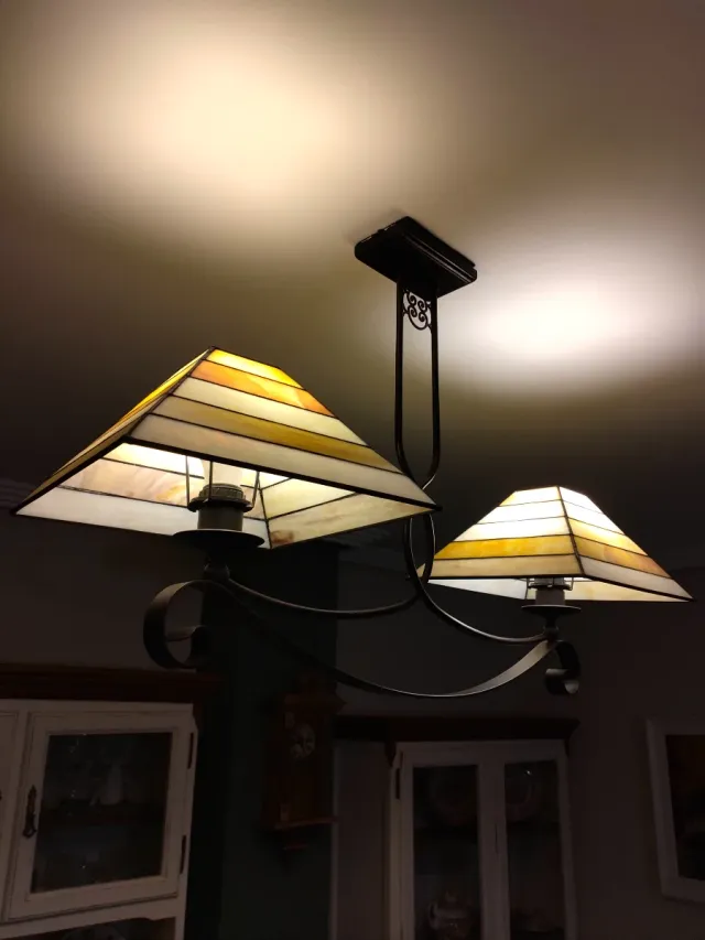 Lámpara de techo rústica cristal y metal