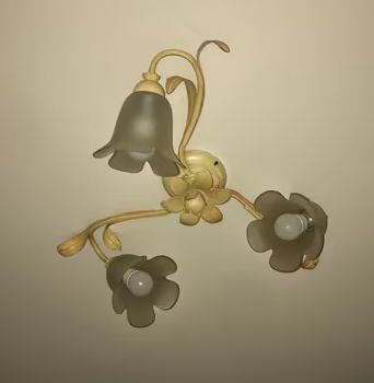 Lampadario 3 luci metallo oro bianco