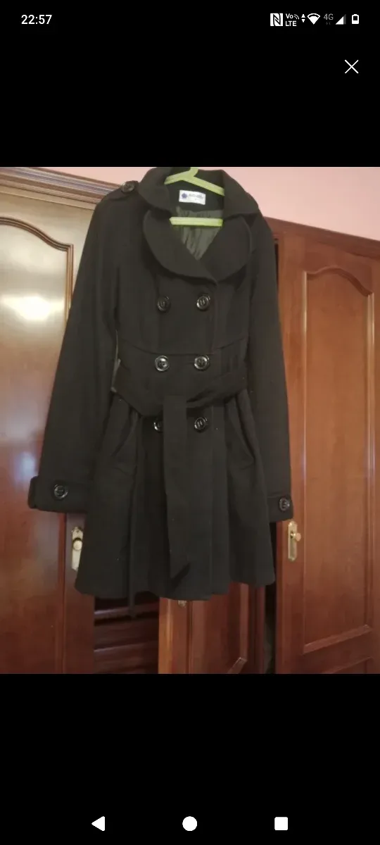 Abrigo paño negro talla S