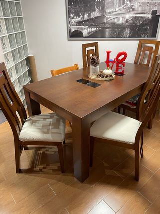 Mesa comedor madera maciza extensible