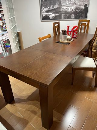 Mesa comedor madera maciza extensible