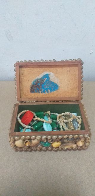 Joyero de conchas marinas con collares