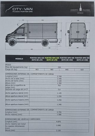 PIAGGIO PORTER NP6 VAN-UP 307 LR GLP PLUS