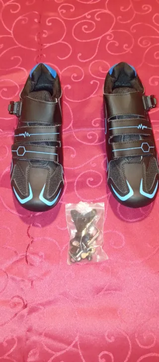 Zapatillas Ciclismo Hombre Negras y Azules