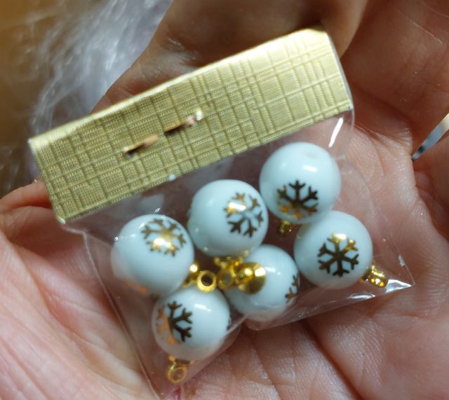 6 Bolas Navidad Blythe Copo Nieve Doradas