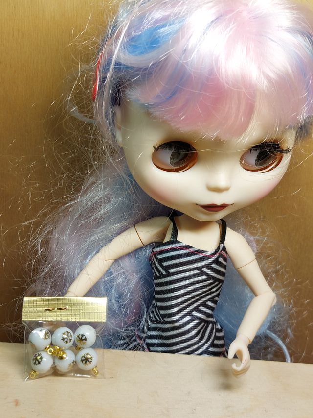 6 Bolas Navidad Blythe Copo Nieve Doradas