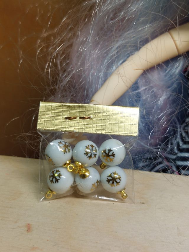 6 Bolas Navidad Blythe Copo Nieve Doradas