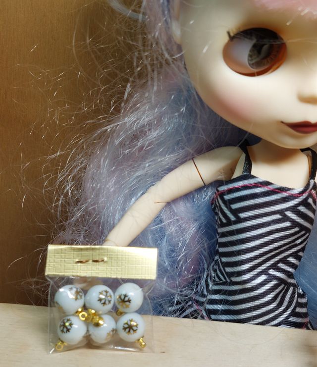 6 Bolas Navidad Blythe Copo Nieve Doradas