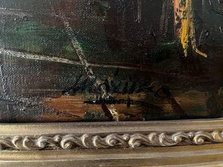 Cuadro paisaje óleo marco dorado